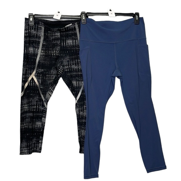 Lot two leggings Athleta and Nike size M black and blue - Picture 1 of 15